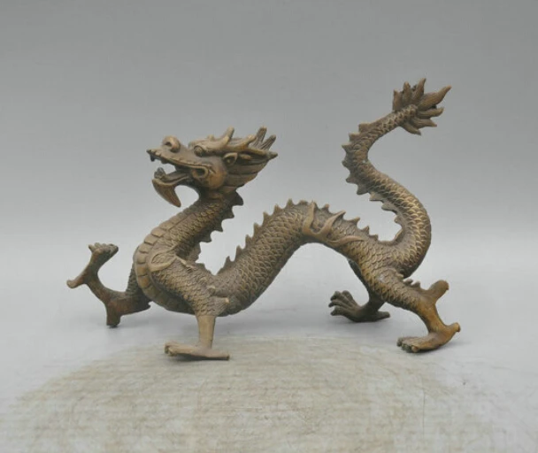 

free 10" Bronze Flying Dragon Fiery Dragon Spirit Beast Sculpture Statue fast