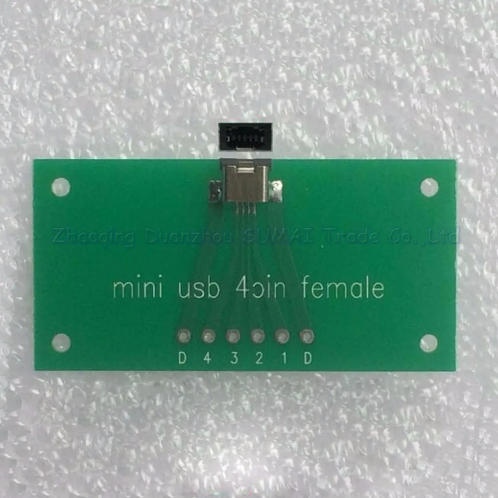 5 шт./лот мини USB 4PIN Разъем гнездо с PCB плата, тестовая плата