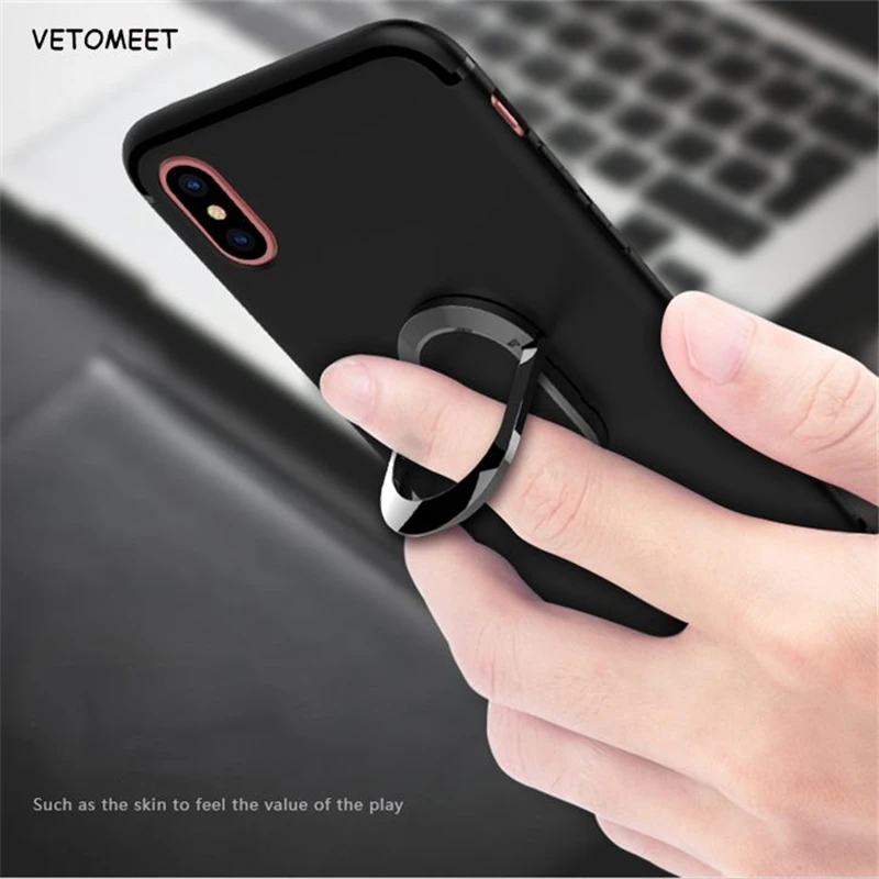 

VETOMEET Finger Ring Stand Phone Shell For iPhone Xs Max Anti-knock Phone Cases Cover Magnetic Car Holder For iPhone 7 8 X XR