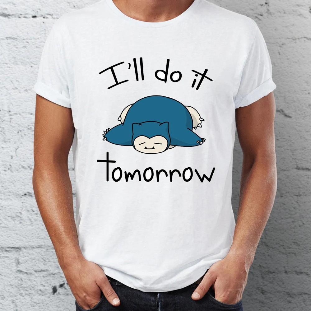 

Men's Snorlax I Will Do It Tomorrow Procrastinator Fainted Funny Pokemon Tee