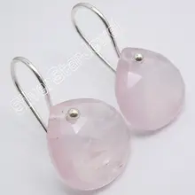 Chanti internacional plata rosa cuarzo rosa magnífico estilo retro nueva Pendientes 2.6 cm