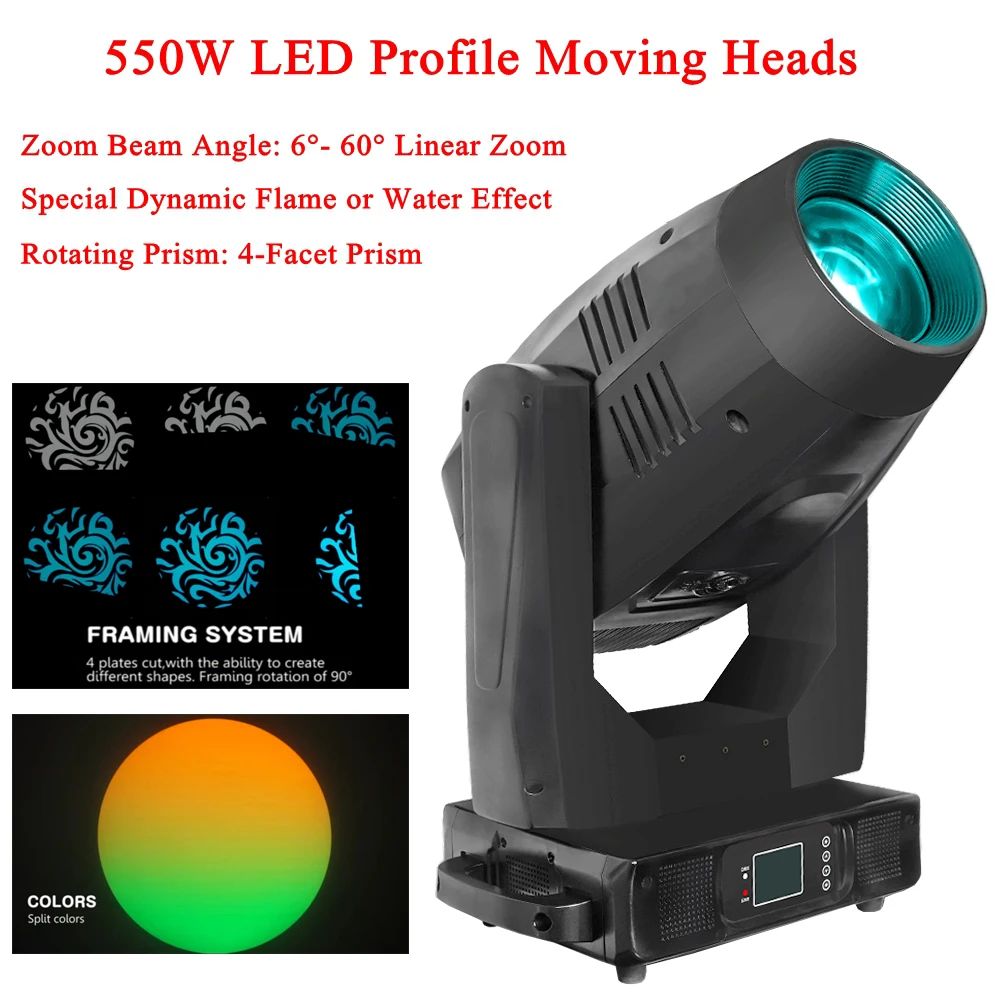 

Hot Sale Stage Lighting Effect 550W LED Profile Moving Head Light Rotating 4-Facet Prism Professional Disco Party JD Equipment