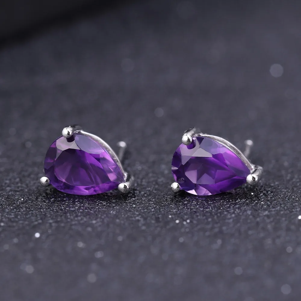 Gem's Ballet 5*7 мм 1.41Ct натуральный аметистовый драгоченный камень серьги гвоздики из натуральной 925 пробы серебряные модные украшения для женщин