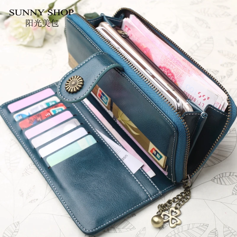 SUNNY SHOP Кошелек женский кожаный кошелек дорожный Органайзер Длинный на молнии