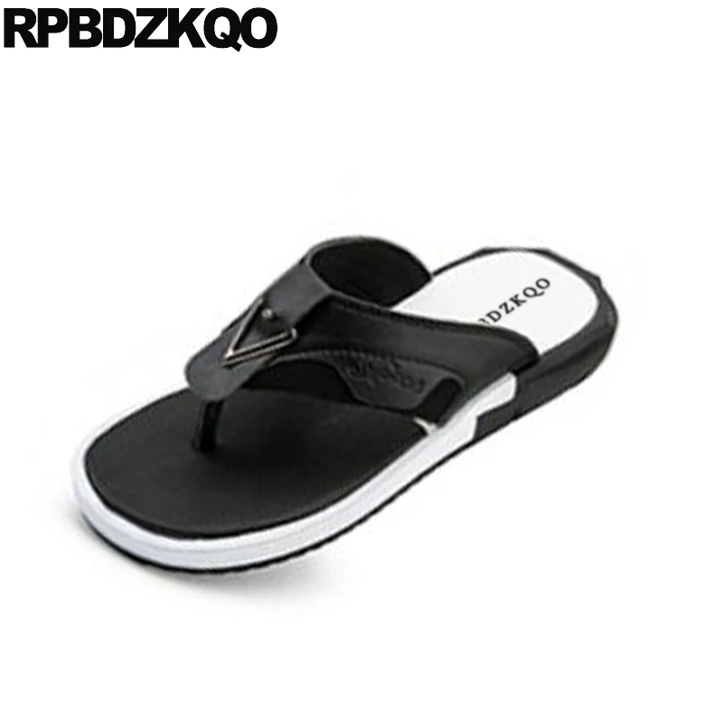 

Strap Slides Slippers Slip On Designer Shoes Men High Quality Metal Luxury Native Flip Flop Genuine Leather Sandals Summer Black