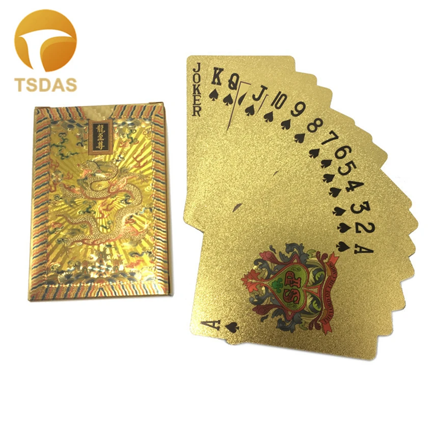 24k Gold Plated Playing Cards Waterproof Golden Poker Cards Embossed Dragon Design Birthday