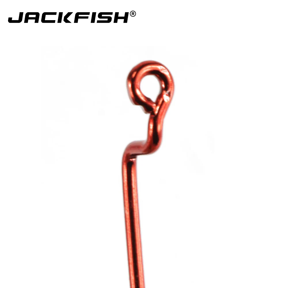 JACKFISH 50 шт./лот красный кривошипный крючок Приманка Крючок под червя с отверстием рыболовные крючки из высокоуглеродистой стали рыболовный крючок