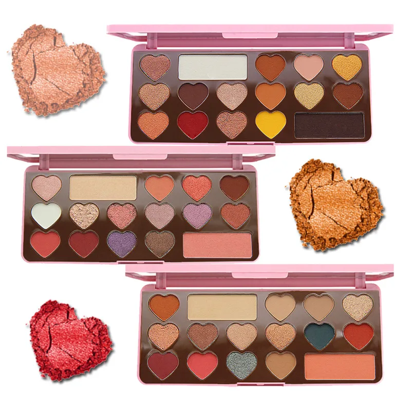 

HOJO 16 Colors Heart-shaped Matte Glitter Eyeshadow Palette Set Makeup Eye Shadow Powder Pallete Make Up Pigment Beauty Cosmetic