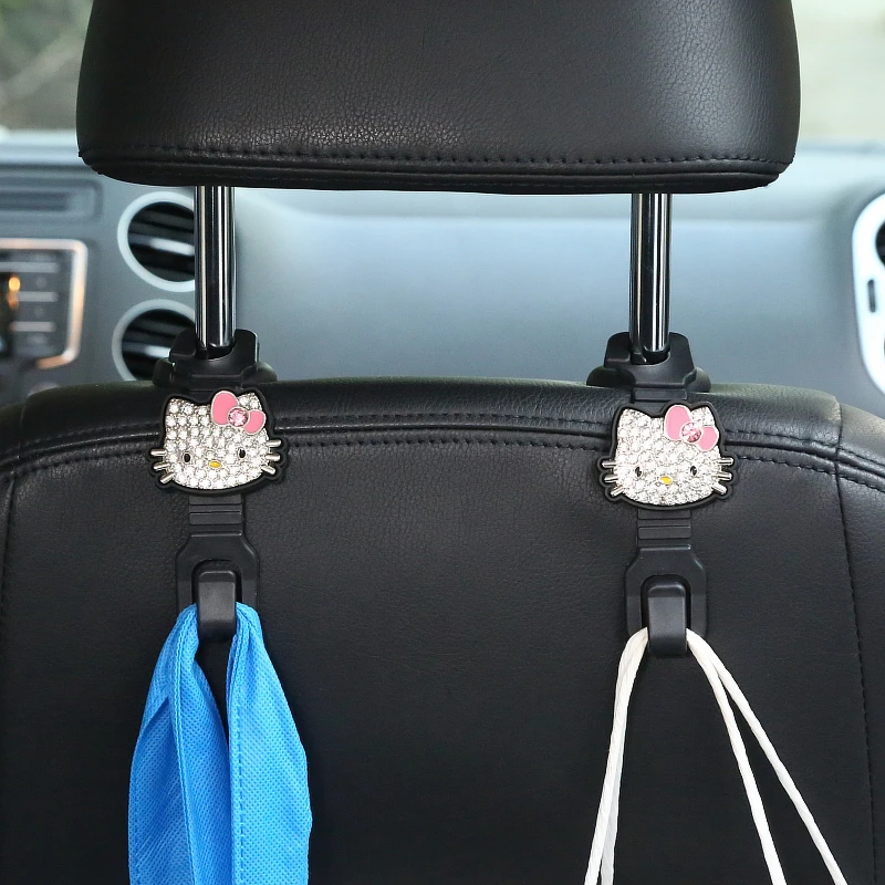 

1 Pair Cute hello Kitty Car Back Seat Hooks Holder For Bag Purse Cloth Grocer Flexible Hanger Organizer Car Styling Accessories