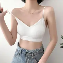 Короткая женская ночная кофта для девочек, топы с отделанными подушечками, Бюстгальтеры без косточек для студентов, нижнее белье для женщин