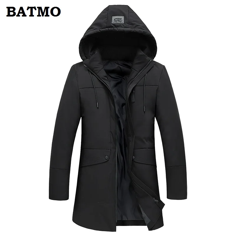 

BATMO 2018 new arrival winter high quality thiked warm 90% white duck down hooded long jackets men,men's winter parkas 1805