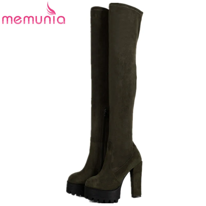 

MEMUNIA Plus size 34-44 platform boots for women over the knee boots woman autumn winter fashion cow leather boots female