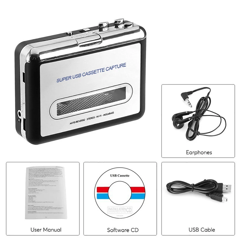 Digital Audio Music Player USB Cassette Recorder to MP3 Converter Portable Tape-to-MP3 Switcher | Электроника