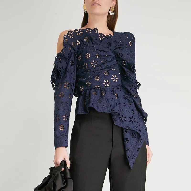 TWOTWINSTYLE Lace Shirts Blouse Female Long Sleeve