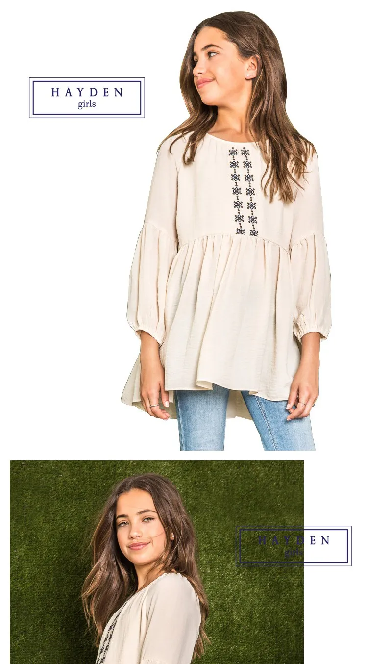 Girls Embroidered Peasant Top G3057-10