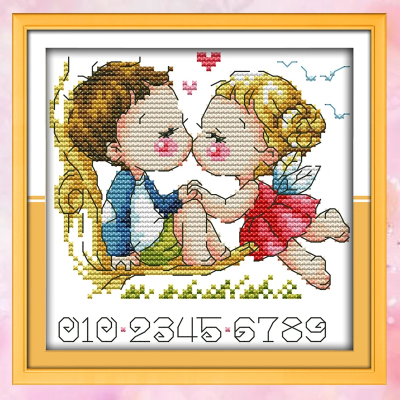 

Joy Sunday needlepoint cross stitch kits kiss angels DMC14CT11CT fabric baby room home house painting gift art factory wholesale