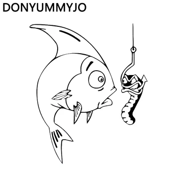 

DONYUMMYJO 12.7*15.5CM Fishing Club Fish Funny Car Decal Vinyl Stickers Creative Cartoon Car Sticker DY-019