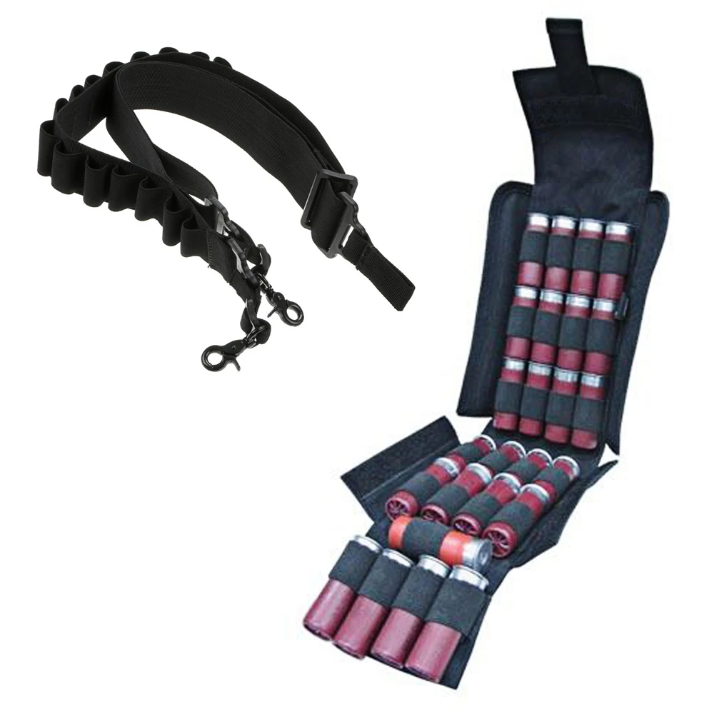 

Tactical MOLLE PALS 25 Round 12 Gauge Shells Shotgun Magazine Pouch And 2 Point 15 Shell Ammo Holder Shotgun Shell Sling Black