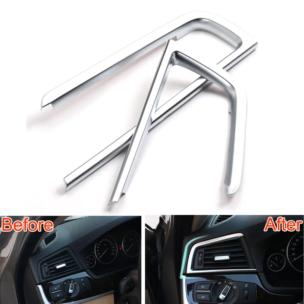 

2PCS ABS Plastic Chrome Dashboard AC Console Air Vent Cover Trim Frame Decoration For BMW 5 Series F10 F18 2011-2014 Car Styling