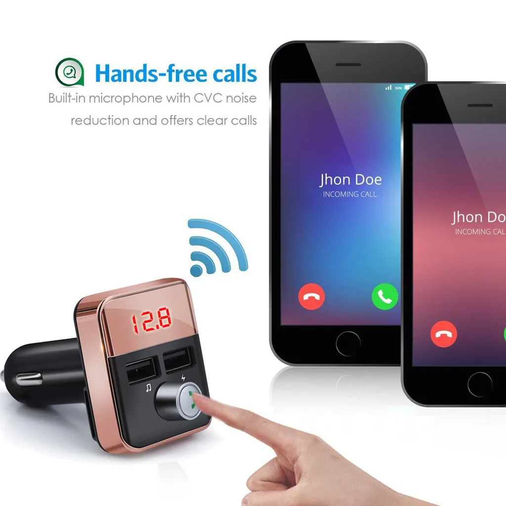 

Bluetooth Car FM Transmitter Wireless Radio Adapter USB Charger Mp3 Player USB2.1A charger, Bluetooth version 3.0 june 10