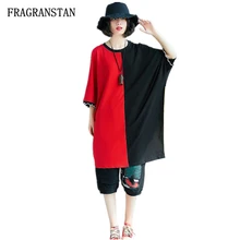 Женская весенне-летняя новая Футболка с рукавами «летучая мышь» большого размера Женская модная футболка по индивидуальному заказу Высокого Качества Свободные безрукавки JQ456