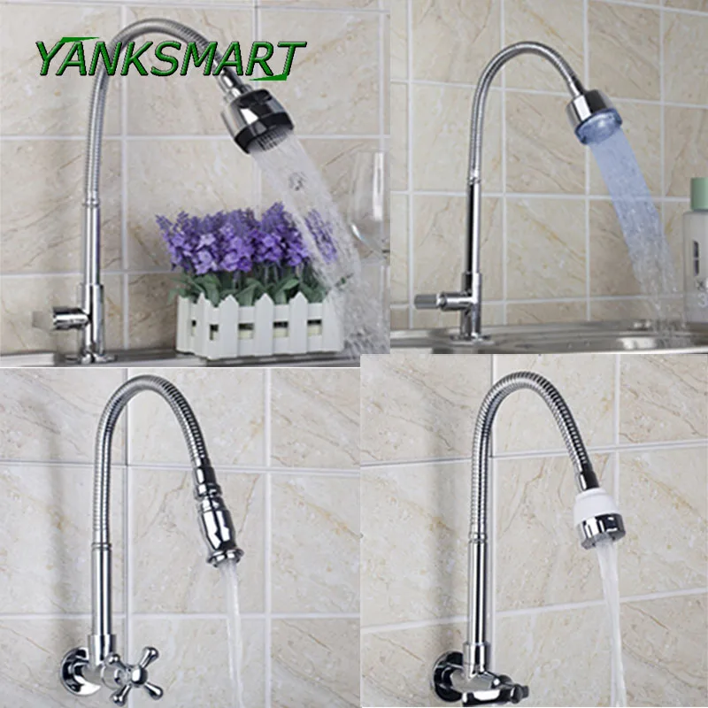 

YANKSMART Kitchen Faucet Free To Rotate Design Kitchen Faucet Torneira Chrome Brass Tap Swivel Faucet Vessel Bar Sink Taps