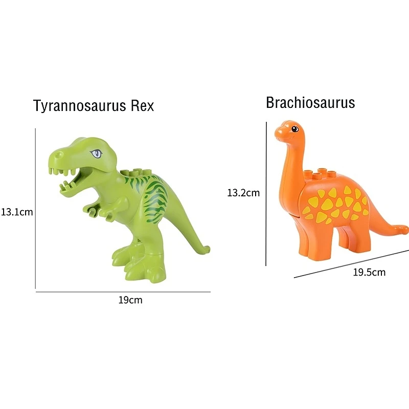 Большие кирпичные блоки, модели животных, строительные блоки, набор аксессуаров, детские развивающие игрушки, совместимы с Duploed и большинством брендов - Цвет: big dinosaur 2PCS