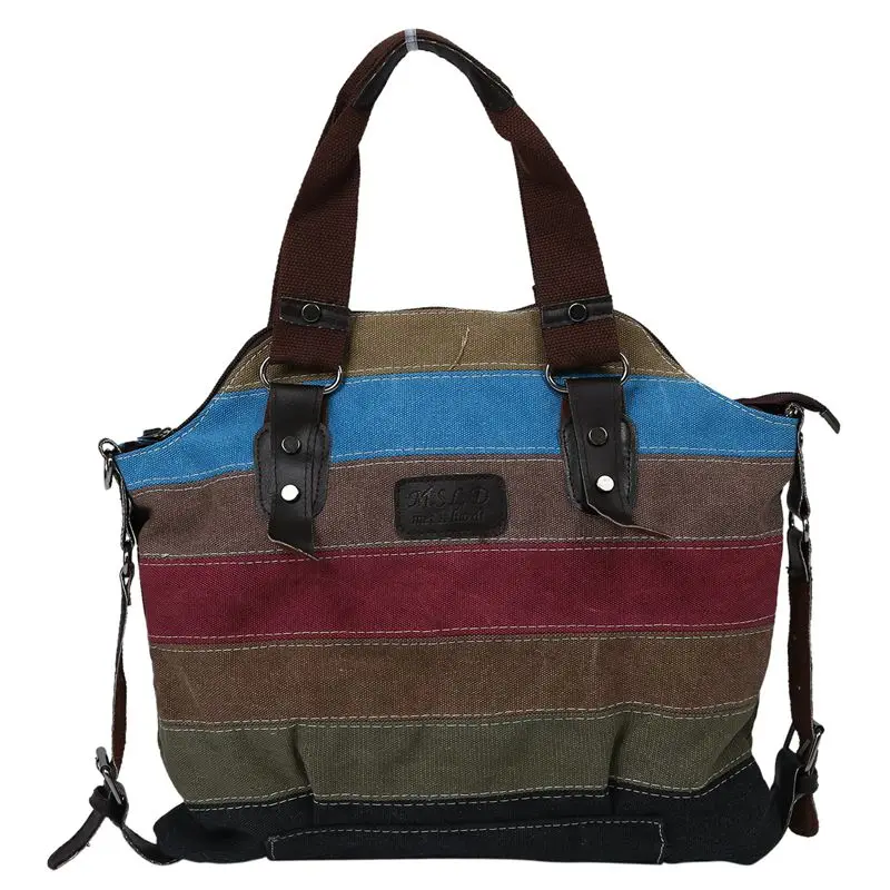 

Fashion Vintage Women's Shoulder Color block Bag Canvas Tote Messenger Lady's Handbag Purse