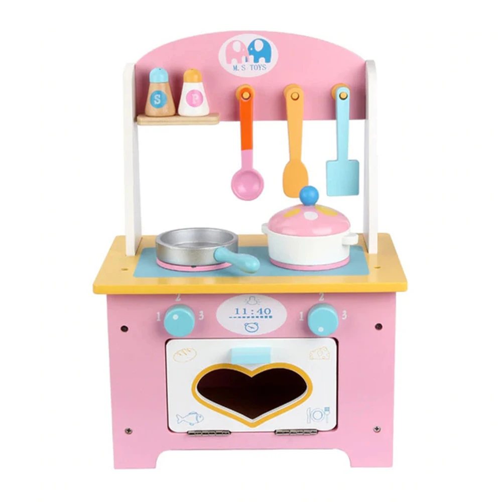 

Kids Kitchen Toys Pretend Play Cooking Toys Mini Kitchen Set Wooden Simulation Cooking DIY Gift for Girls Boys