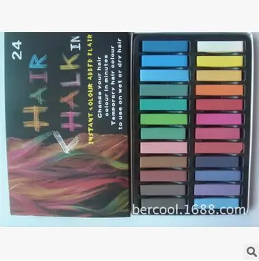 

24 Colors/set hair chalk a short piece of chalk the disposable soft hair coloring crayons exports Europe and the United States