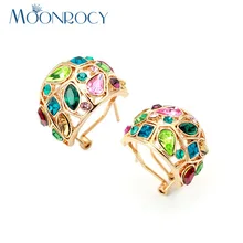 MOONROCY,, модные серьги, ювелирное изделие из розового золота, Австрийские хрустальные серьги с цирконием, свадебные серьги для женщин, подарок