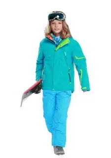 Лыжный комплект для девочек; плотная Теплая Лыжная куртка и брюки для мальчиков; Верхняя одежда для детей; зимняя одежда для маленьких девочек; ветрозащитный Детский костюм для сноуборда - Цвет: as show