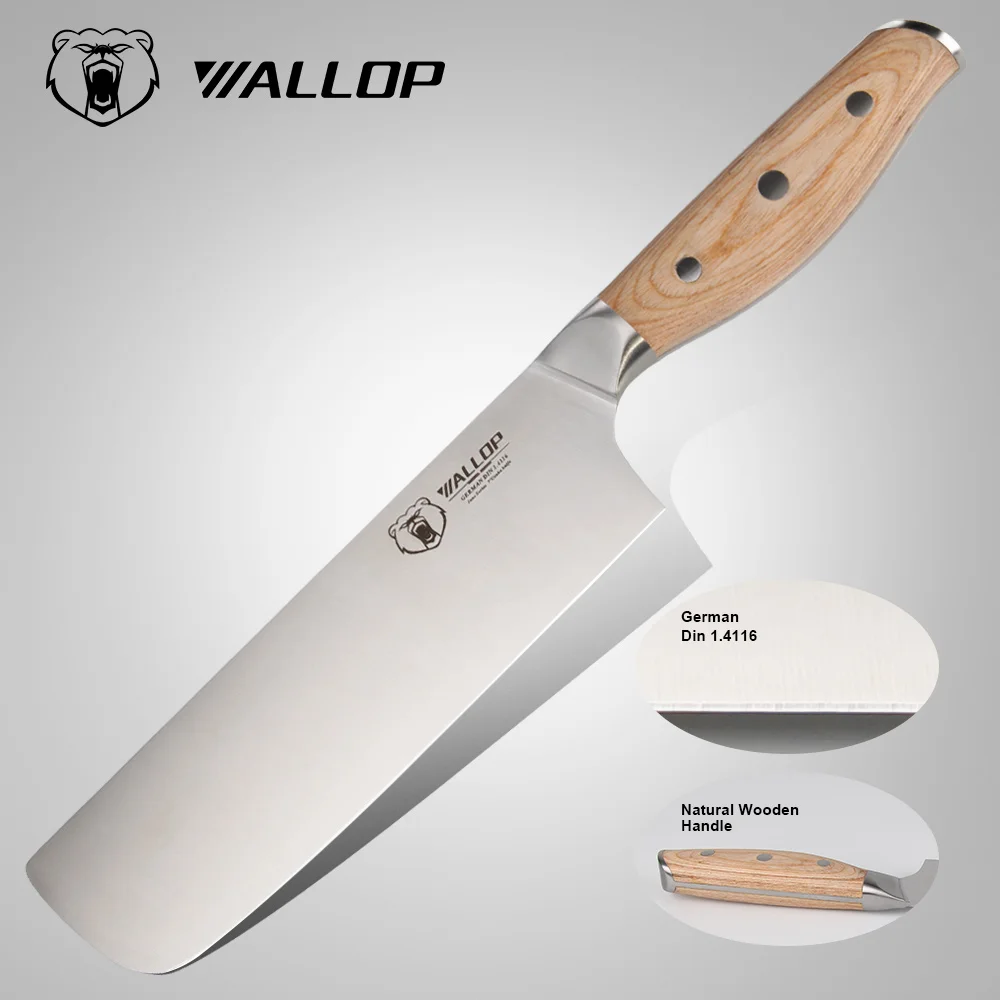 WALLOP chef knife kitchen knife Japanese butcher meat cleaver vegetable 7 in German 1.4116 stainless steel Nakiri cooking cutter WALLOP chef knife kitchen knife Japanese butcher meat cleaver vegetable 7 in German 1.4116 stainless steel Nakiri cooking cutter