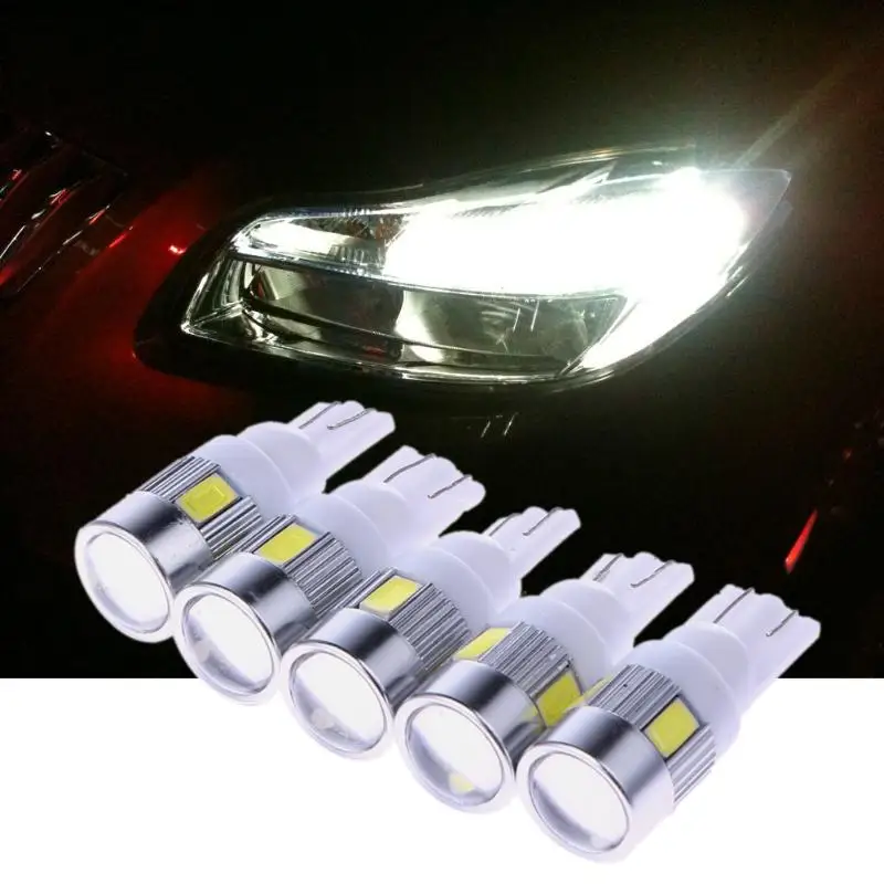 

3W/5Pcs High Power White Automotive LED Lights Show Wide Light T10 5630 6SMD Auto Light-emitting Diode Lamp Bulbs Accessorie