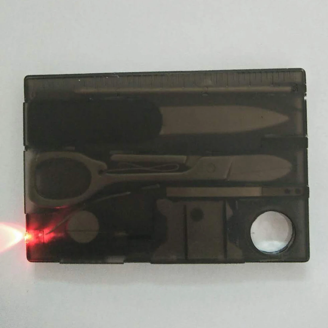 

Outdoor Camping Tool 10 In1 Pocket Credit Card Survival Tool 1 Box Multi Portable Purpose LED Light Magnifier Color Random