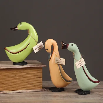 

3pcs/lot Nordic Wood Carving Crafts Rural Duck Pastoral Style Decorative Ornaments Animal Decoration home decoration Accessories