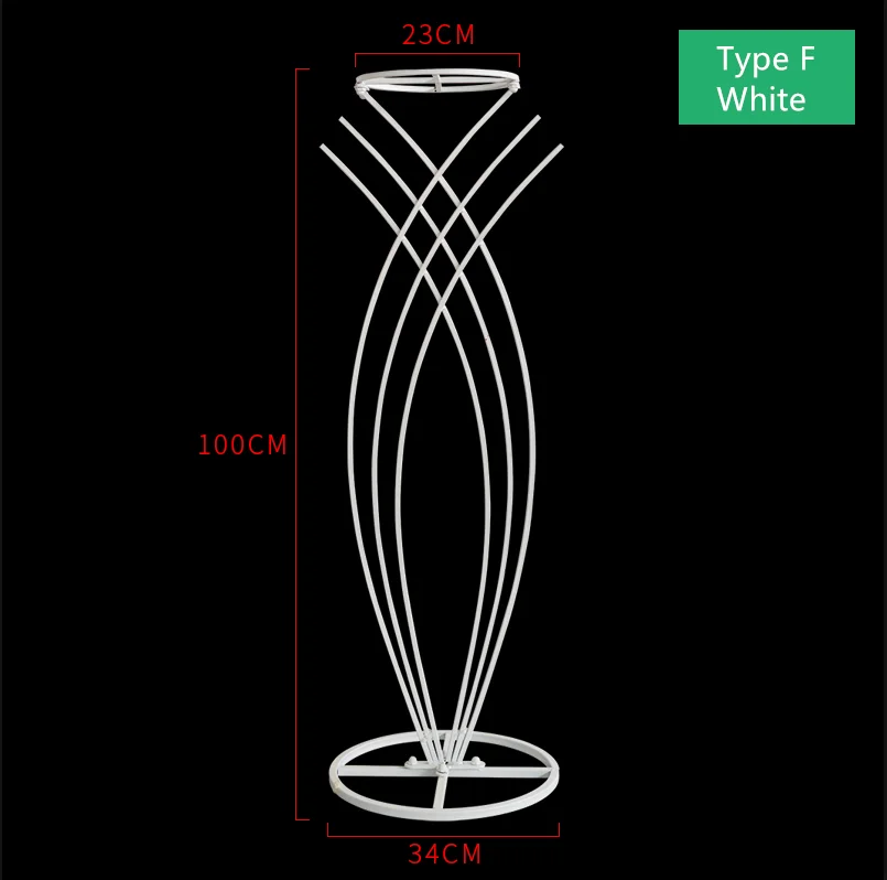 Железная Цветочная подставка, ваза, свадебные реквизиты, кованый искусственный цветочный стол, Центральные элементы, дорога, цветочный шар, ваза, золото, белый цвет, 4 шт - Цвет: F white