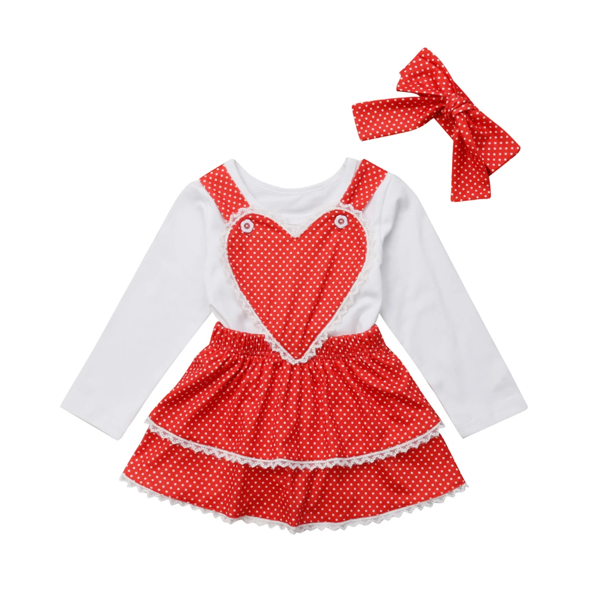 Toddler Kids Baby Girl Xmas Clothing Tops Layered Bib Dress Ruffles