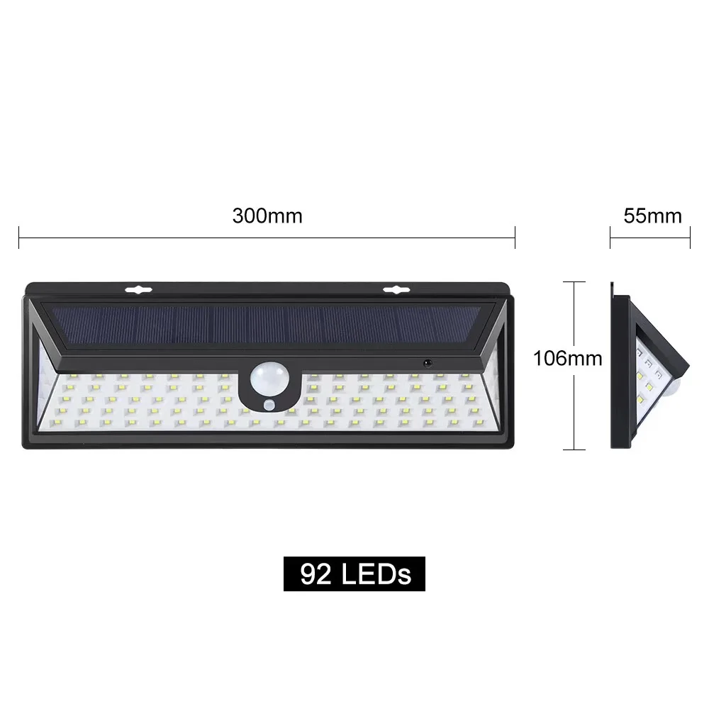 92LED солнечный светильник Сенсор движения с дистанционным управлением Управление
