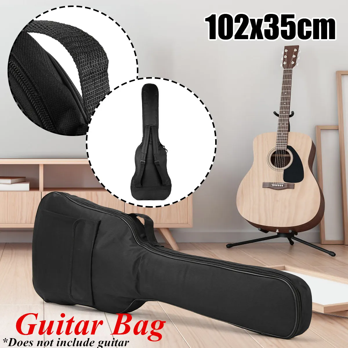 

Zebra 120x34x5cm Black Oxford Cloth Electric Guitar Gig Bag Guitarra Case Box Cover with Double Straps For Ukulele Guitar