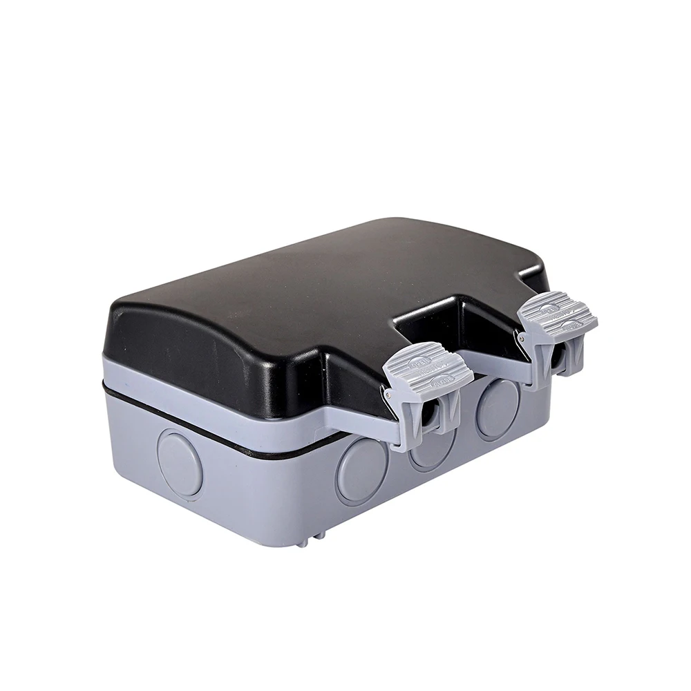 

IP66 waterproof splash box outdoor open single single one European insert wall 4 hole black imported plastic socket