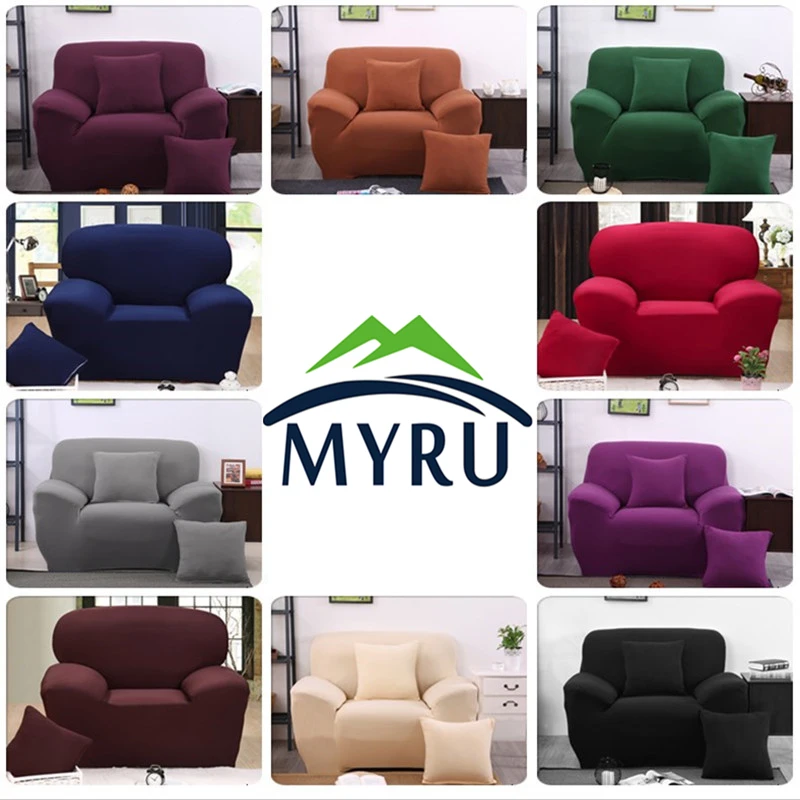 MYRU Solid Color All inclusive Sofa Towel Slipcover Stretch Fabric Elastic Sofa Cover Single Two Three
