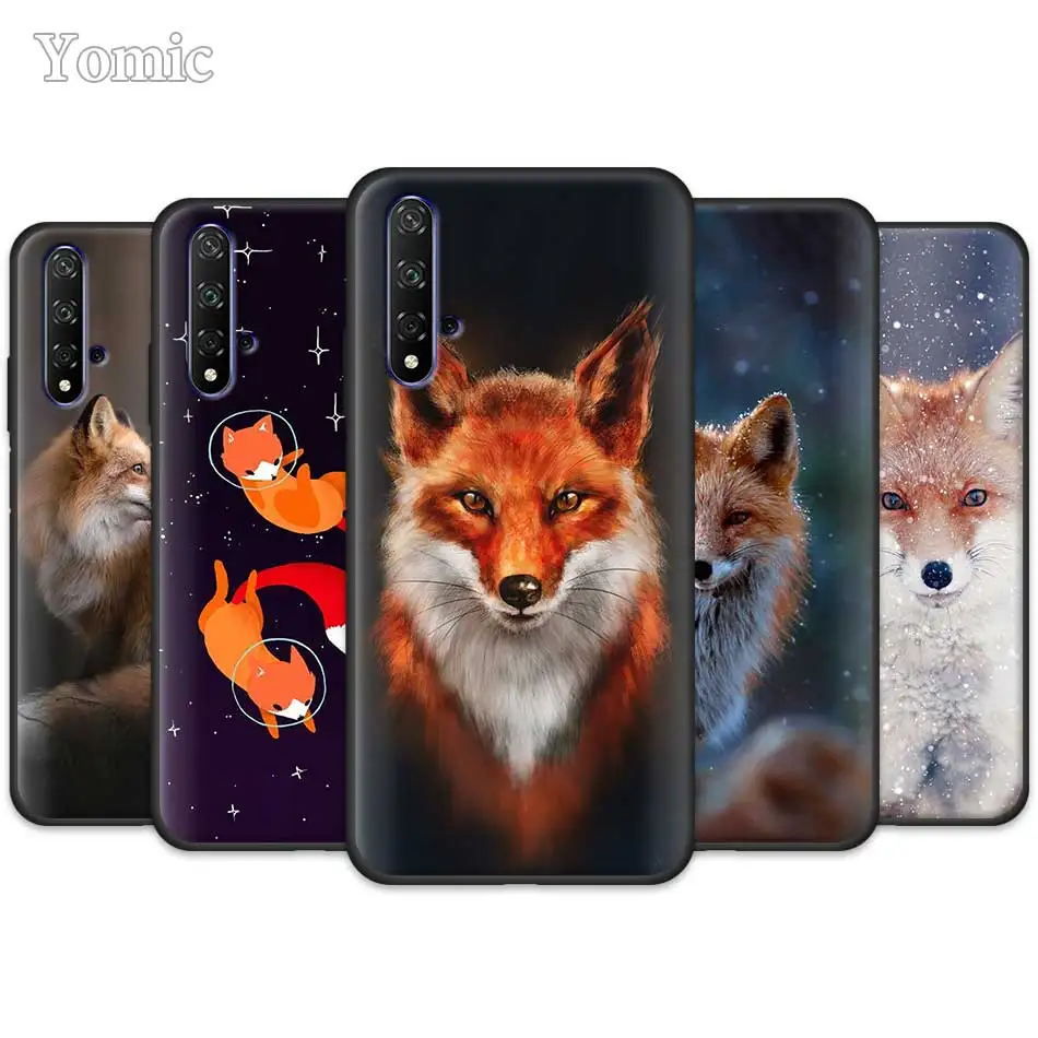 Умный и милый чехол с лисой для Huawei Honor 8X 9X 10 20 Lite 20s 8C 8S Play 3 3e V30 Pro черный мягкий