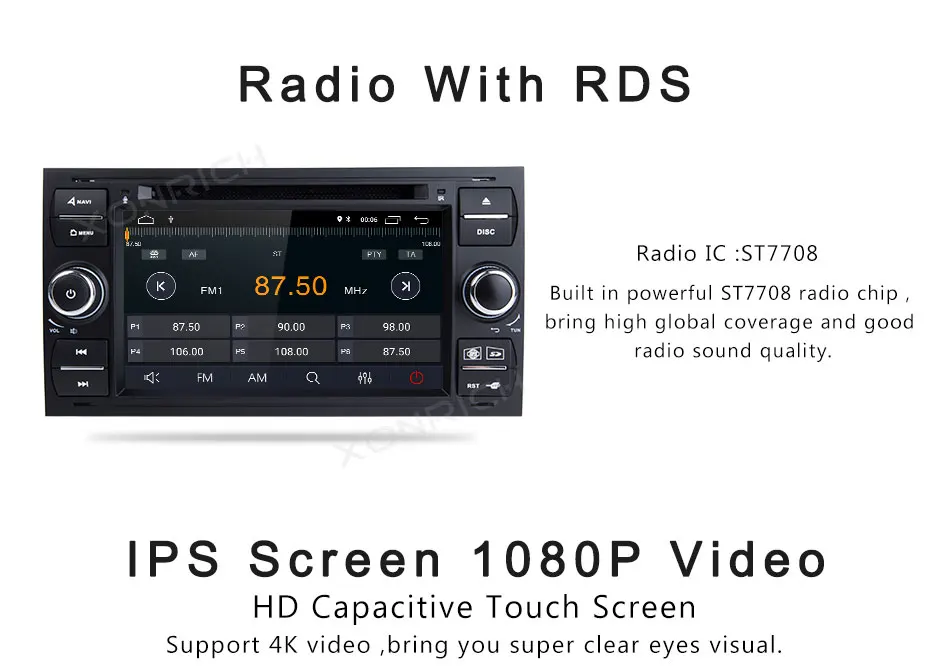 Best 2 din Android 8.1 Car DVD Player Multimedia For Ford Fiesta Ford Focus 2 Mondeo 4 C-Max S-Max FusionTransit Radio GPS Navigation 8