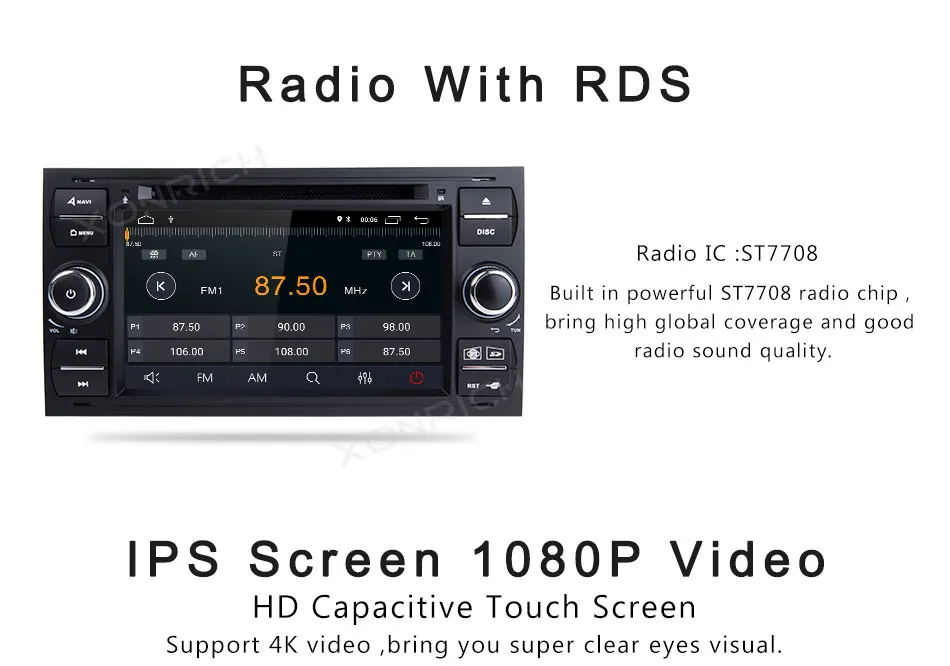 Ips 2 din Android 8,1 автомобильный Радио мультимедийный плеер для Ford Focus 2 3 mk2 Mondeo 4 Kuga транзит подключение S-MAX C-MAX GPSNavigation