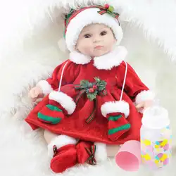 Прекрасный Рождественский Reborn силиконовые куклы 16 дюймов для новорожденных куклы реалистичные малышей Кукла подарок на день рождения для