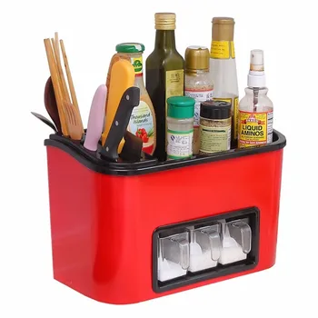 

1Pcs Multi-function Kitchen Racks Condiment Storage Box Household Seasoning Storage Rack Kitchen Plastic Knife Holder Supplies