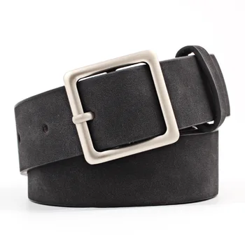 

2020 New Designer Black Red White Wide Leather Belt Waistband Female Vintage Square Pin Buckle Waist Belts for Women Dresses