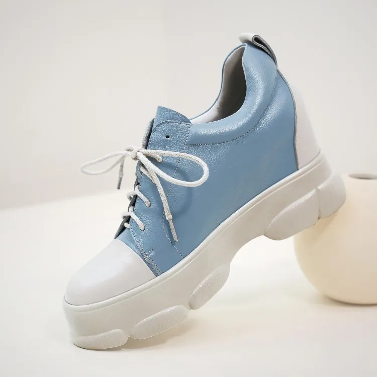 

MLJUESE 2018 fashion sneakers Cow leather casual shoes autumn spring mixed colors Vulcanize Shoes platform sneakers size 34- 42