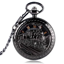Римские цифры Механический ручной взвод карманные часы Для женщин Классическая Для мужчин Fobs Поезд Локомотив работает часы Лидер продаж